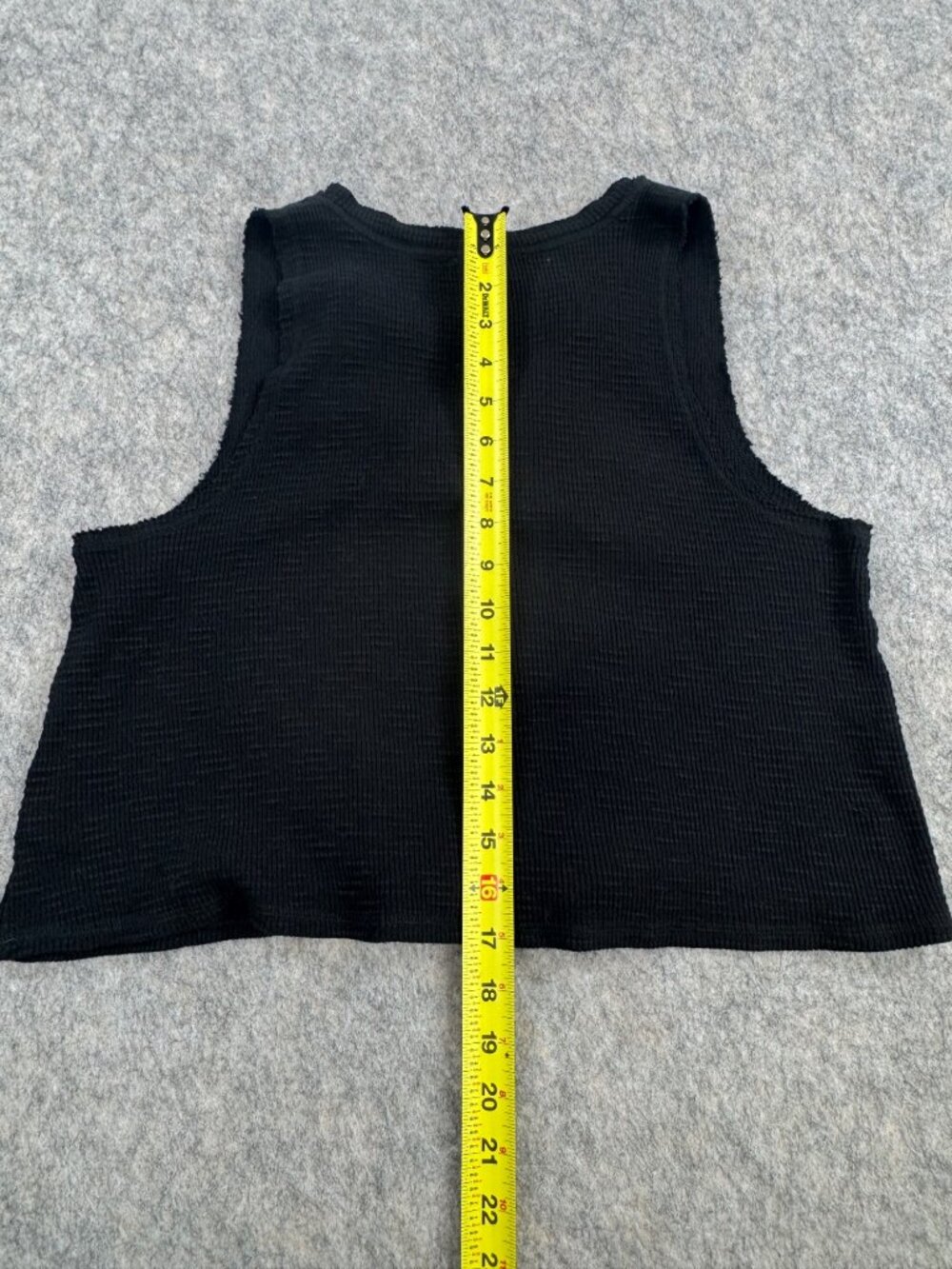 Aerie Black Crop Tank Top Henley Sz M Waffle Knit - Picture 7 of 10